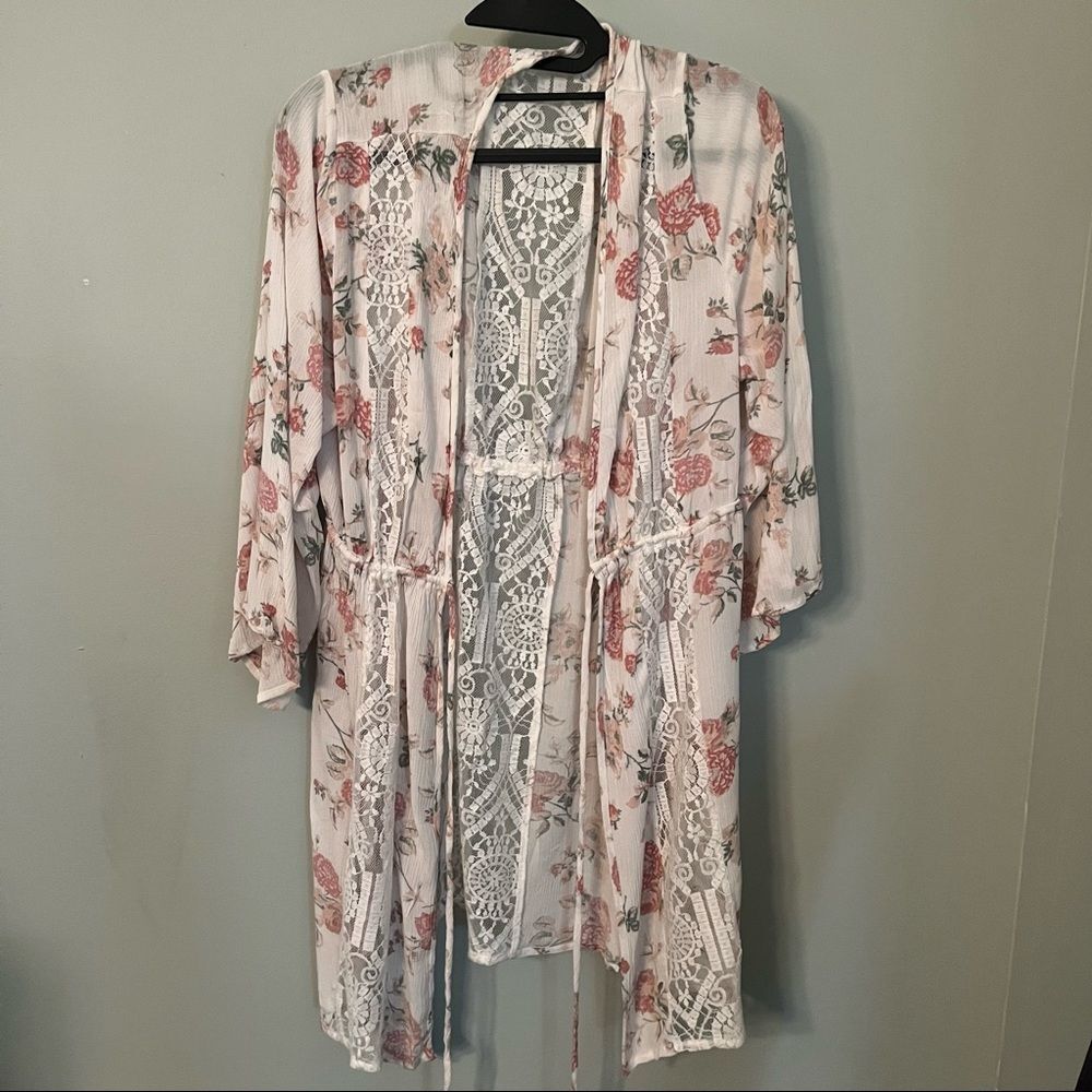 Linea Donatello Sexy Floral and Lace Bathrobe.